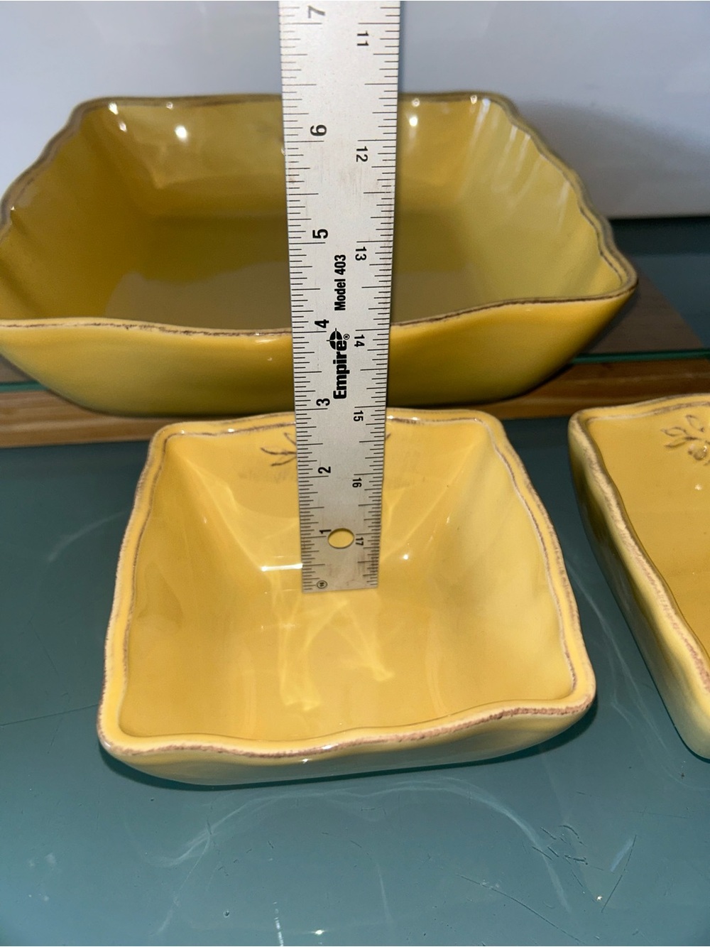 SUR LA TABLE Large Yellow Serving Salad Bowl Dip Bowl Set Vintage Portugal - Picture 11 of 15
